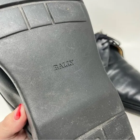 * Bally Rexa Black Leather Lace Up Oxford Shoes Size 12 Made in Italy