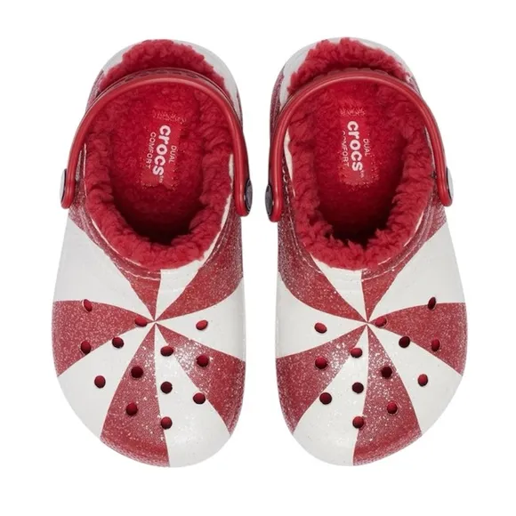 🎄 Crocs Toddler Classic Holiday Christmas Lined Clogs SZ-7