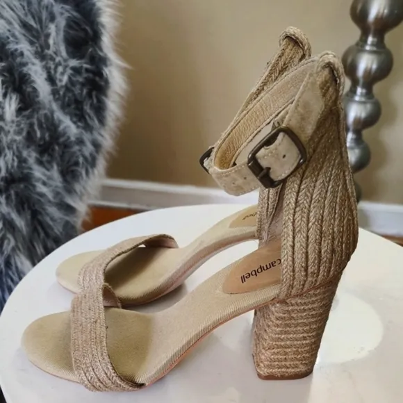 🆕⭐ Jeffery Campbell Jute Tan Heel Sandals