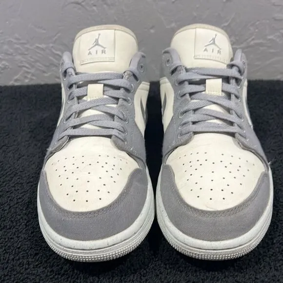 🔥🔥 NIKE AIR JORDAN 1 Retro Low &quot;Lt Steel Grey/Sail/White&quot; Women Sz 10 - EUC