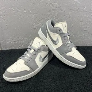 🔥🔥 NIKE AIR JORDAN 1 Retro Low &quot;Lt Steel Grey/Sail/White&quot; Women Sz 10 - EUC