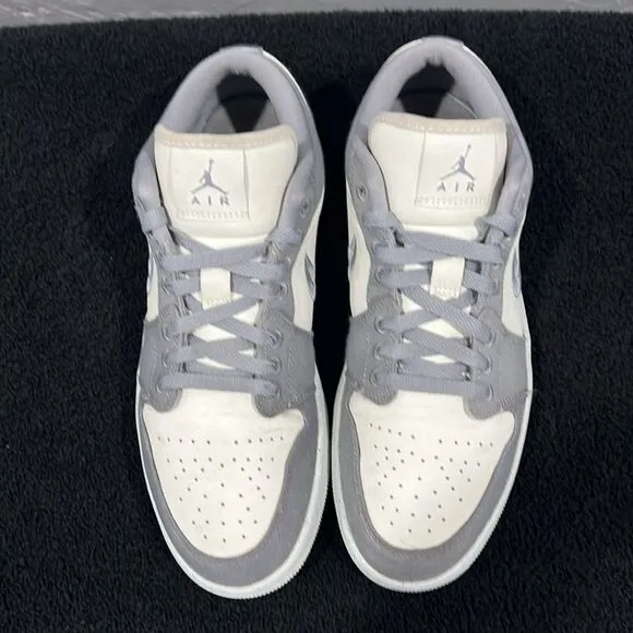 🔥🔥 NIKE AIR JORDAN 1 Retro Low &quot;Lt Steel Grey/Sail/White&quot; Women Sz 10 - EUC