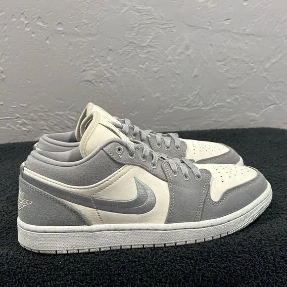 🔥🔥 NIKE AIR JORDAN 1 Retro Low &quot;Lt Steel Grey/Sail/White&quot; Women Sz 10 - EUC