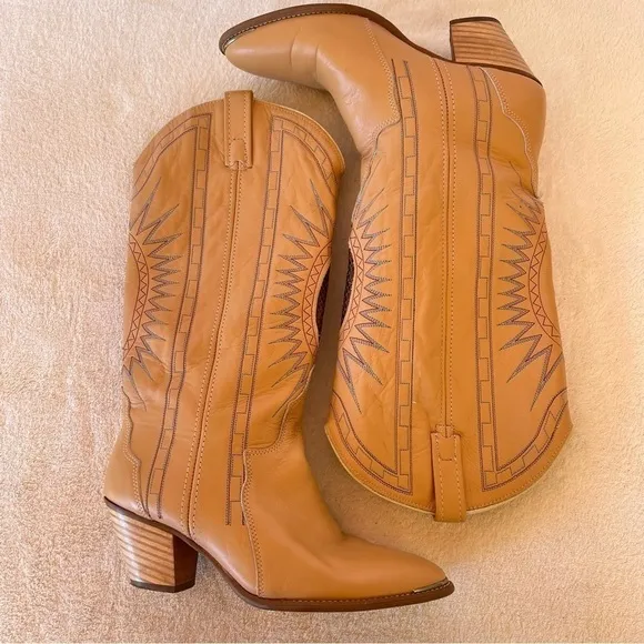 1970’s ACME WARM TAN LEATHER COWGIRL COWBOY BOOTS SIZE 7.5 EUC