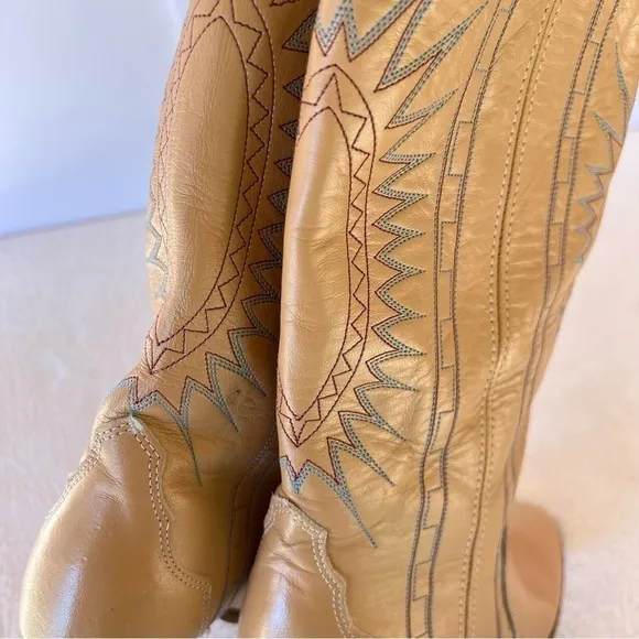 1970’s ACME WARM TAN LEATHER COWGIRL COWBOY BOOTS SIZE 7.5 EUC