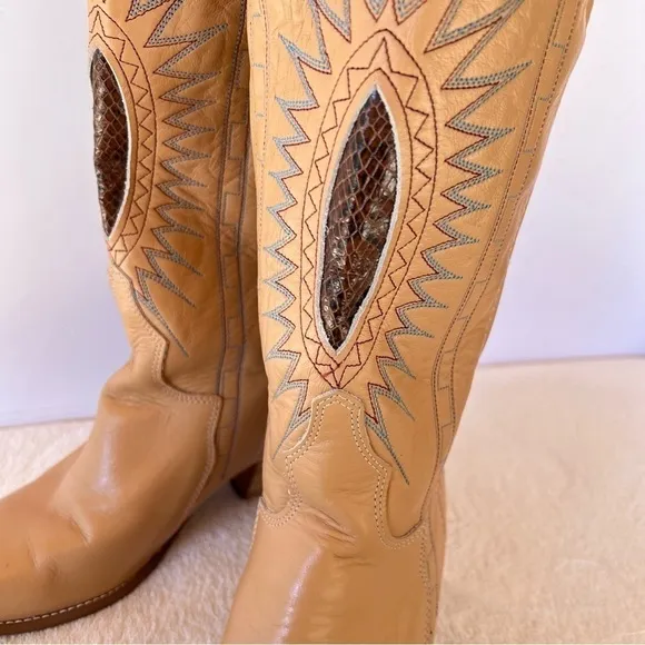 1970’s ACME WARM TAN LEATHER COWGIRL COWBOY BOOTS SIZE 7.5 EUC