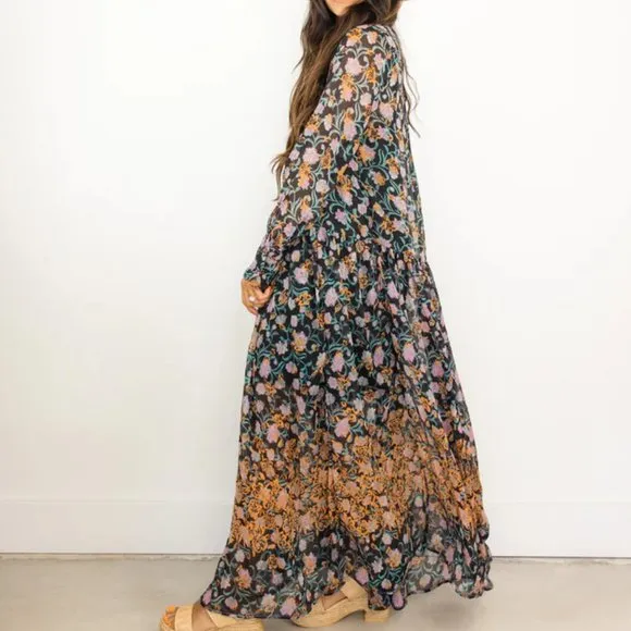 2 piece FREE PEOPLE See It Through Dress with detachable slip Black Combo 492sn