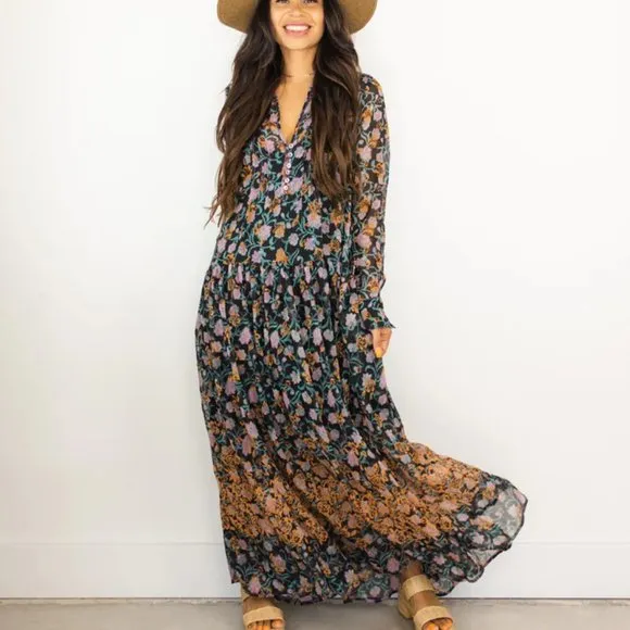 2 piece FREE PEOPLE See It Through Dress with detachable slip Black Combo 492sn