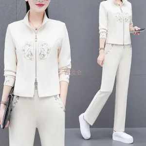 2024 New Spring/Autumn Chinese Style National Wind Casual Sportswear Set for Women – Fashionable and Youthful Two-Piece Set