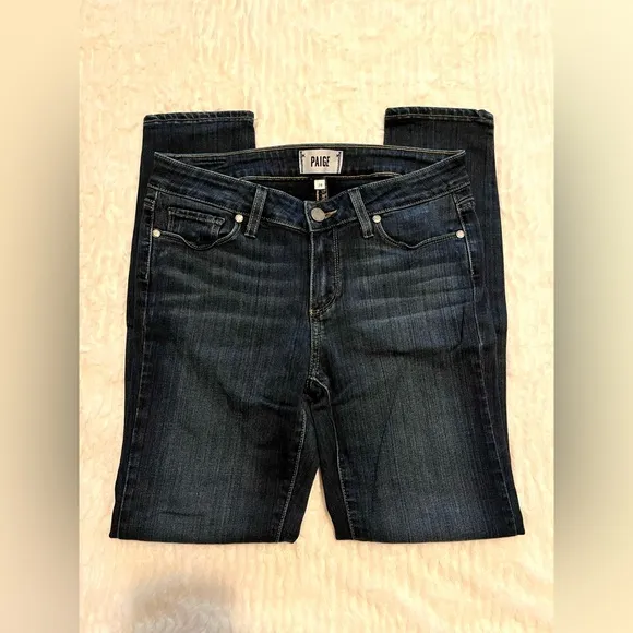 28 Paige Ankle Midrise Skinny Blue Jeans