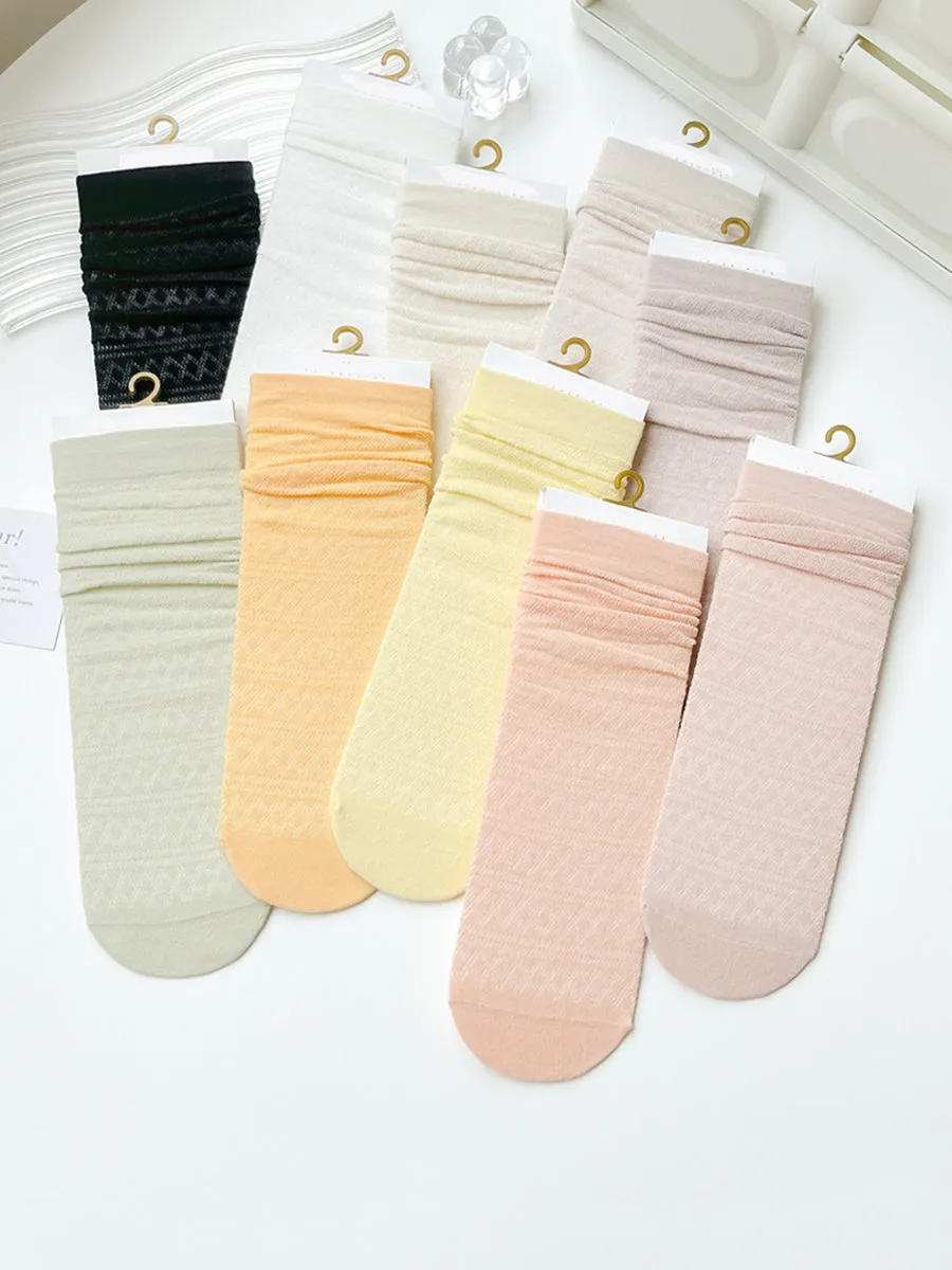 6 Pairs Women Casual Cotton Thin Socks