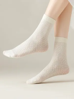 6 Pairs Women Casual Cotton Thin Socks
