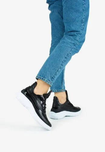 '7-105310-0100' women's lace-up sneaker - Black