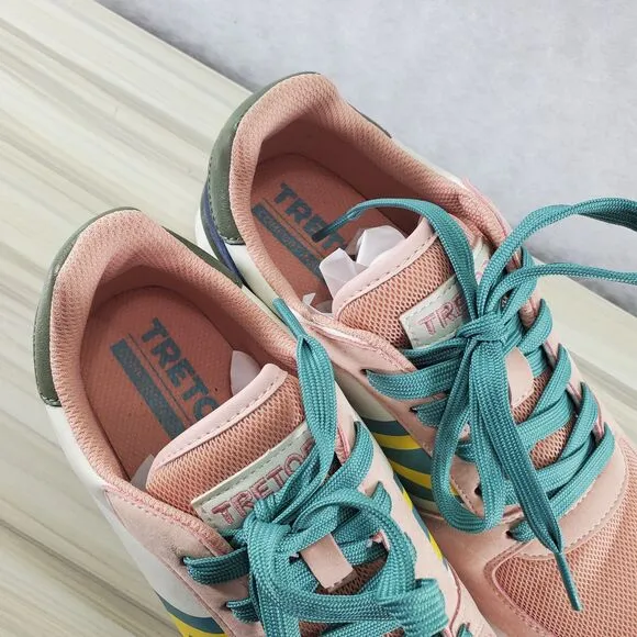 7.5 Tretorn Women's Loyola Sneakers Pink Retro Jogger Casual Shoes Teal