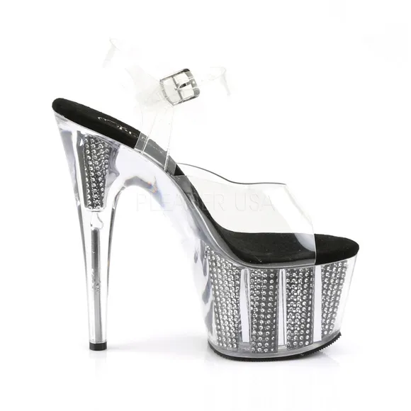 7&quot; Stiletto Heels Rhinestone Clear Platform Shoes