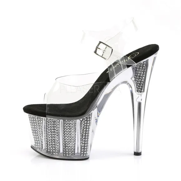 7&quot; Stiletto Heels Rhinestone Clear Platform Shoes