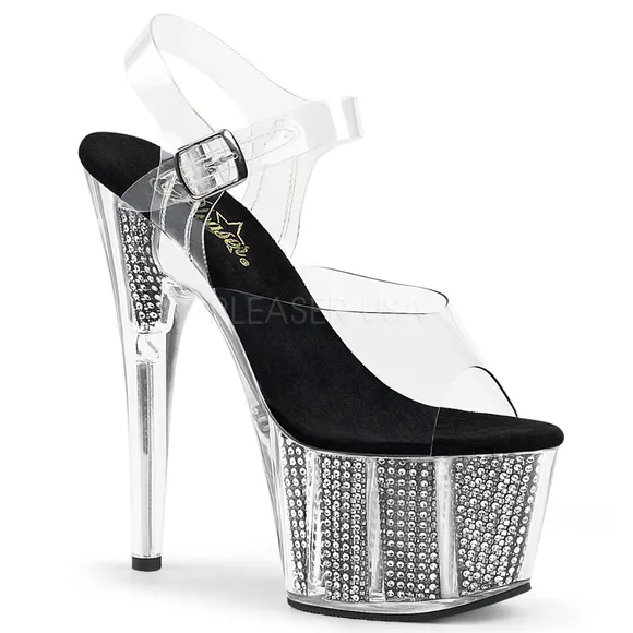 7&quot; Stiletto Heels Rhinestone Clear Platform Shoes