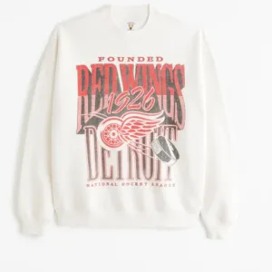 ABERCROMBIE &amp; FITCH / DETROIT RED WINGS / NHL WHITE GRAPHIC CREWNECK SWEATSHIRT