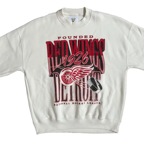ABERCROMBIE &amp; FITCH / DETROIT RED WINGS / NHL WHITE GRAPHIC CREWNECK SWEATSHIRT