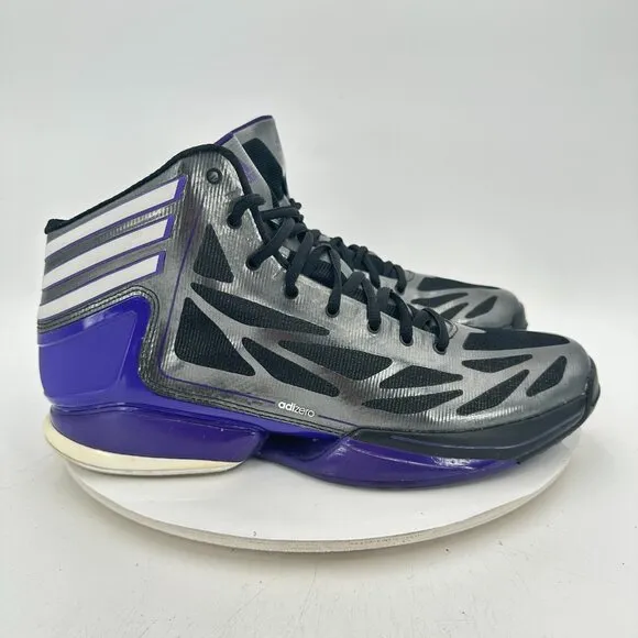Adidas Adizero Crazy Light 2 Men Size 12 Black Purple White Basketball Shoes