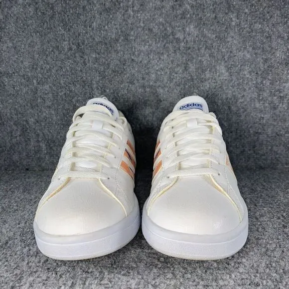 Adidas Cloudfoam Advantage Shoes Womens 8.5 White Peach Casual Sneakers