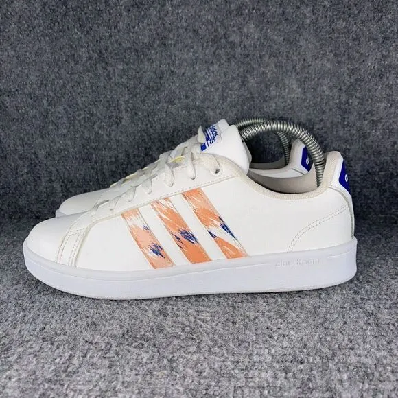 Adidas Cloudfoam Advantage Shoes Womens 8.5 White Peach Casual Sneakers