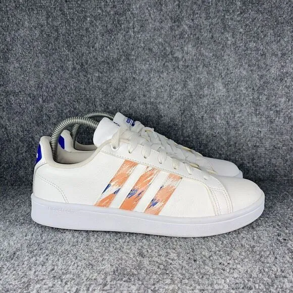 Adidas Cloudfoam Advantage Shoes Womens 8.5 White Peach Casual Sneakers