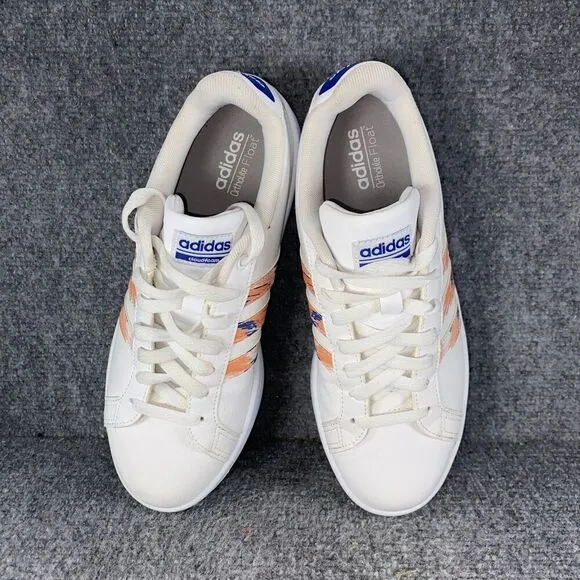 Adidas Cloudfoam Advantage Shoes Womens 8.5 White Peach Casual Sneakers