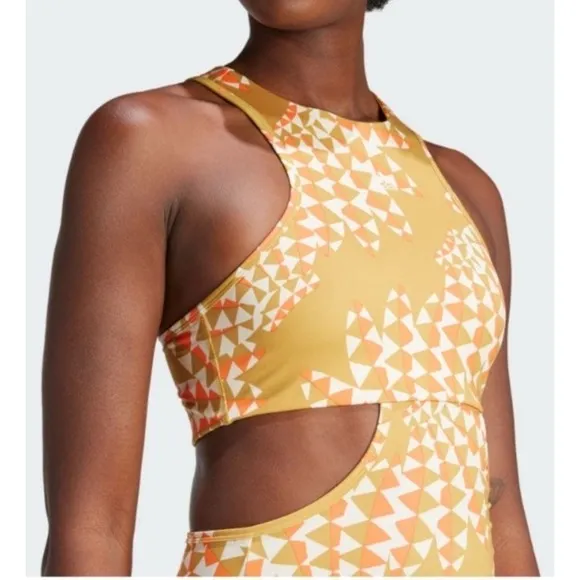 Adidas Farm Rio Women's Dress  Psychedelic Wave Maxi Farm Victory Gold Large New