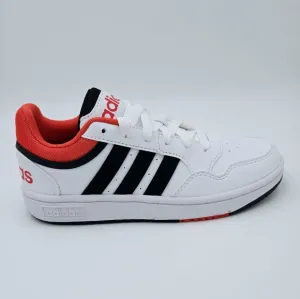 Adidas HOOPS 3.0 White/Black/Red Kid's Basketball  Shoes. GZ9673