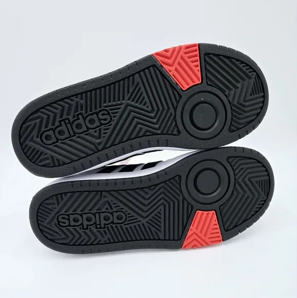 Adidas HOOPS 3.0 White/Black/Red Kid's Basketball  Shoes. GZ9673