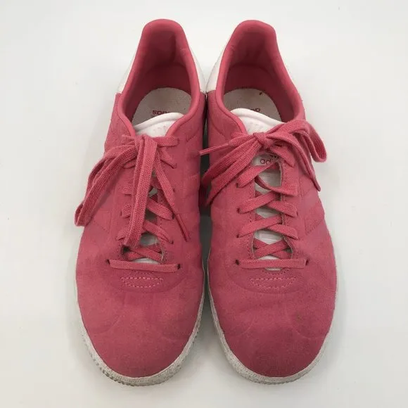 Adidas Kids Athletic Shoes in Pink/White, Size 4.5, Suede, Lightly Flawed