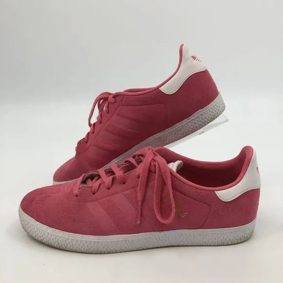 Adidas Kids Athletic Shoes in Pink/White, Size 4.5, Suede, Lightly Flawed