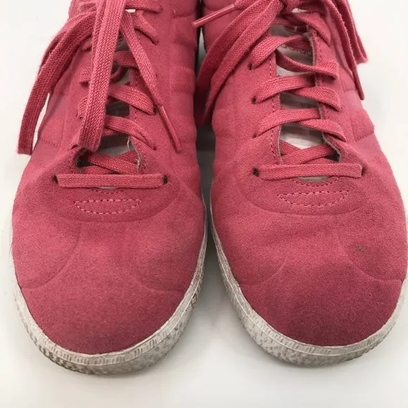 Adidas Kids Athletic Shoes in Pink/White, Size 4.5, Suede, Lightly Flawed