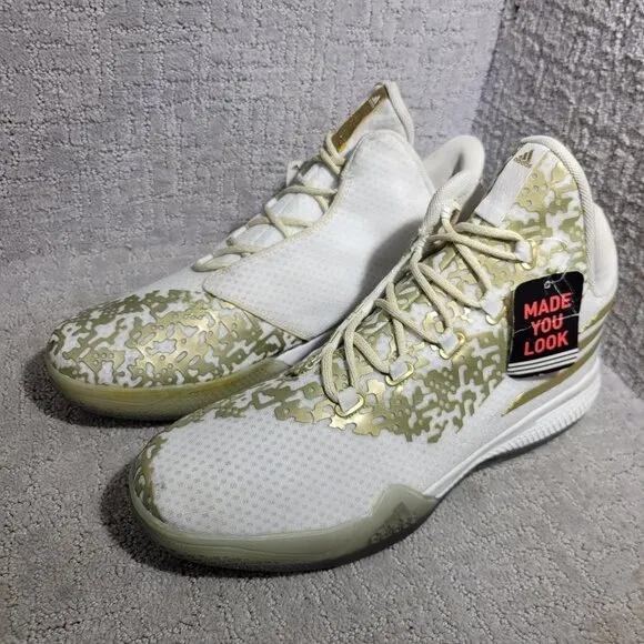 Adidas Light Em Up 2 Men's Size 14 US Gold White Basketball Shoes AQ8023