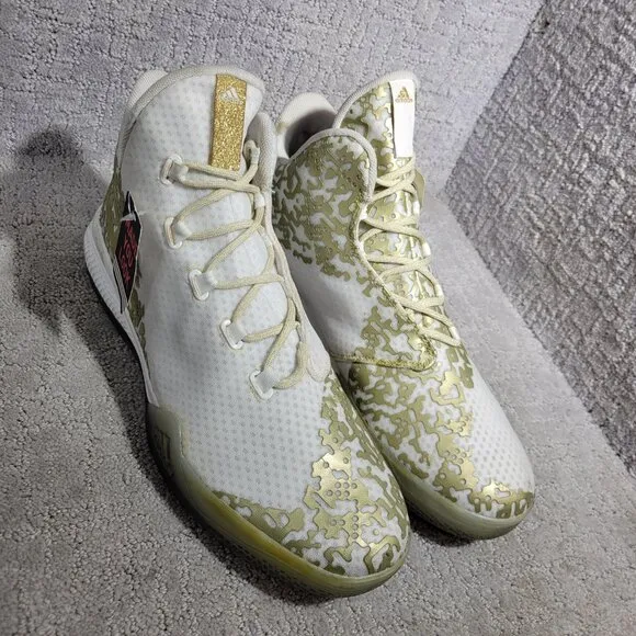 Adidas Light Em Up 2 Men's Size 14 US Gold White Basketball Shoes AQ8023