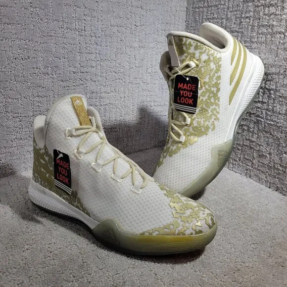 Adidas Light Em Up 2 Men's Size 14 US Gold White Basketball Shoes AQ8023