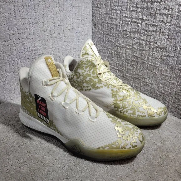 Adidas Light Em Up 2 Men's Size 14 US Gold White Basketball Shoes AQ8023