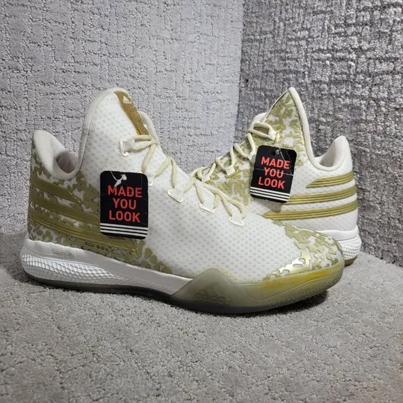 Adidas Light Em Up 2 Men's Size 14 US Gold White Basketball Shoes AQ8023