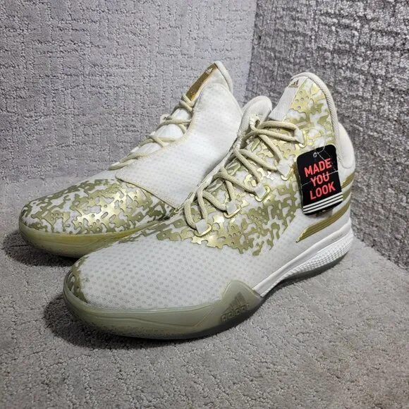 Adidas Light Em Up 2 Men's Size 14 US Gold White Basketball Shoes AQ8023