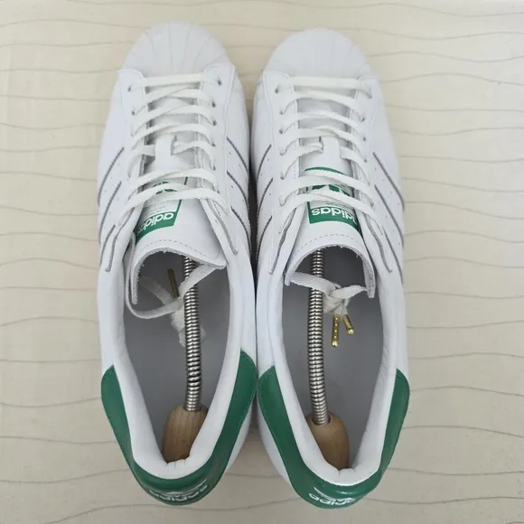 Adidas Mens Original Superstar Shell Toe White Green Shoes Sneakers FZ3642 Sz 13