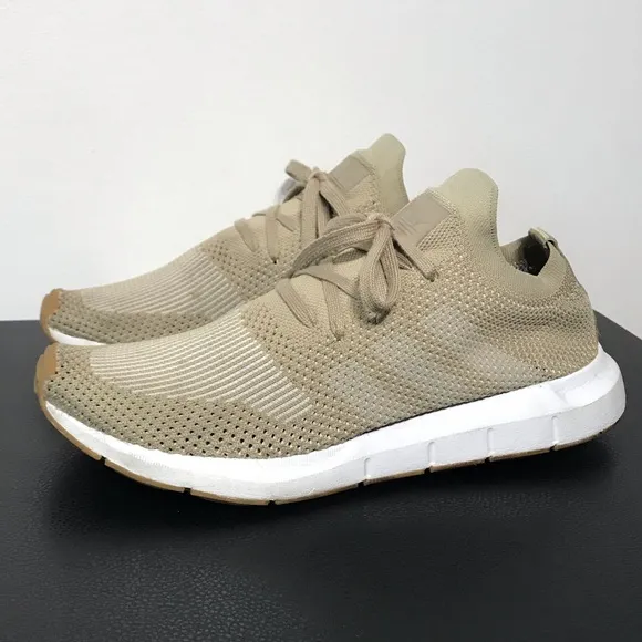 adidas Swift Run PK Mens CQ2890 Raw Gold White Primeknit Running Shoes Size 8.5