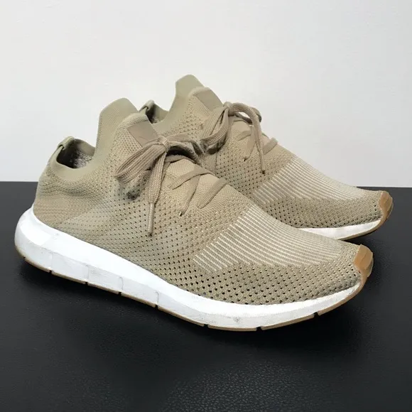 adidas Swift Run PK Mens CQ2890 Raw Gold White Primeknit Running Shoes Size 8.5