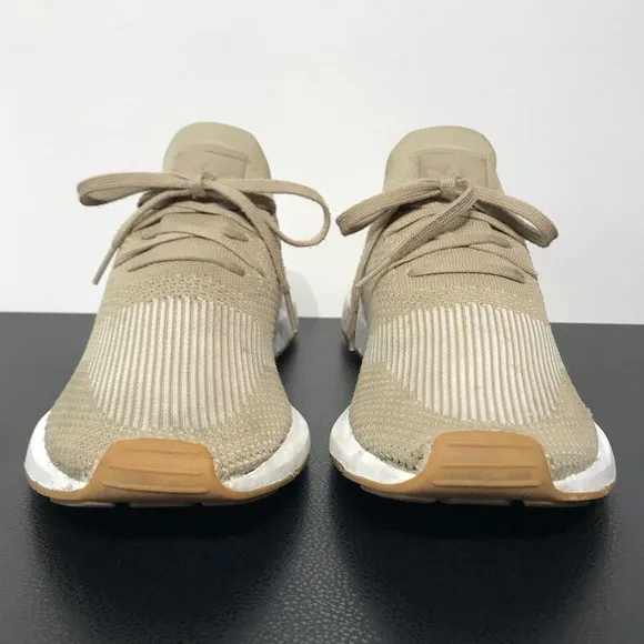 adidas Swift Run PK Mens CQ2890 Raw Gold White Primeknit Running Shoes Size 8.5