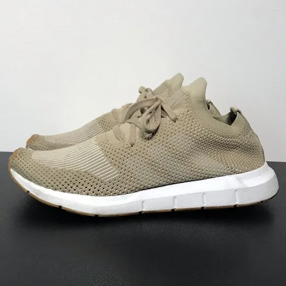 adidas Swift Run PK Mens CQ2890 Raw Gold White Primeknit Running Shoes Size 8.5