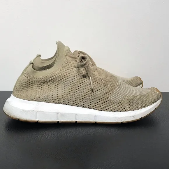 adidas Swift Run PK Mens CQ2890 Raw Gold White Primeknit Running Shoes Size 8.5