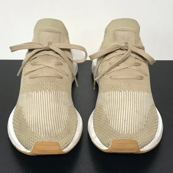 adidas Swift Run PK Mens CQ2890 Raw Gold White Primeknit Running Shoes Size 8.5