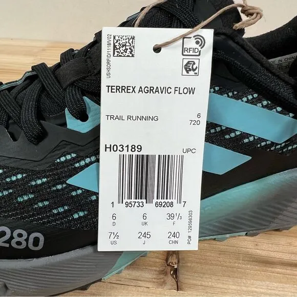 Adidas TERREX Agravic Flow 2 Trail running shoes hiking womens 7.5 Black mint