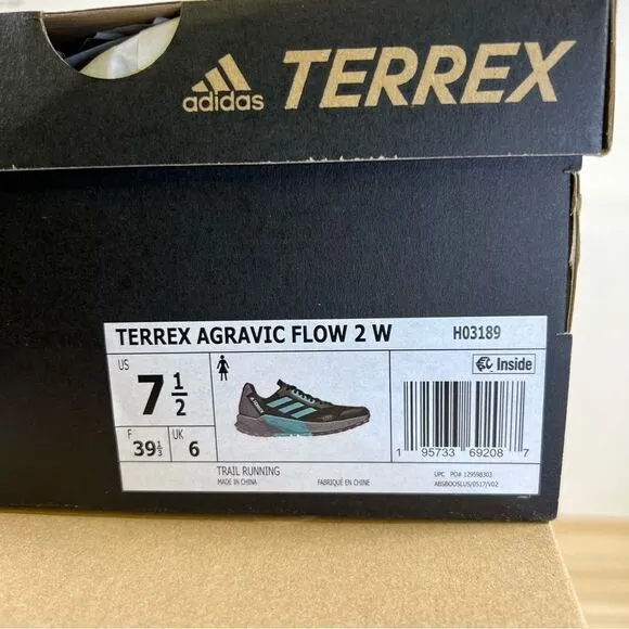 Adidas TERREX Agravic Flow 2 Trail running shoes hiking womens 7.5 Black mint