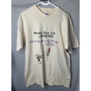 Adult‎ XL Vintage Disney  Never Give Up Churchill Dr Suess Shirt Rare
